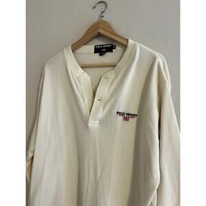 Vintage 90s y2k Polo Ralph Lauren Polo Spot Waffleknit Henley Long-sleeve Shirt